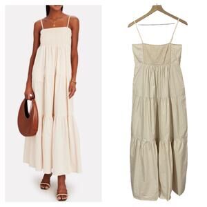 Bird & Knoll Luna Cotton Tiered Maxi Dress - Ivory - XS